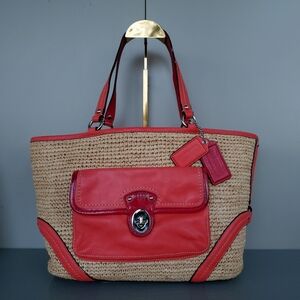 Coach Red Unique Native Banana Tote Purse